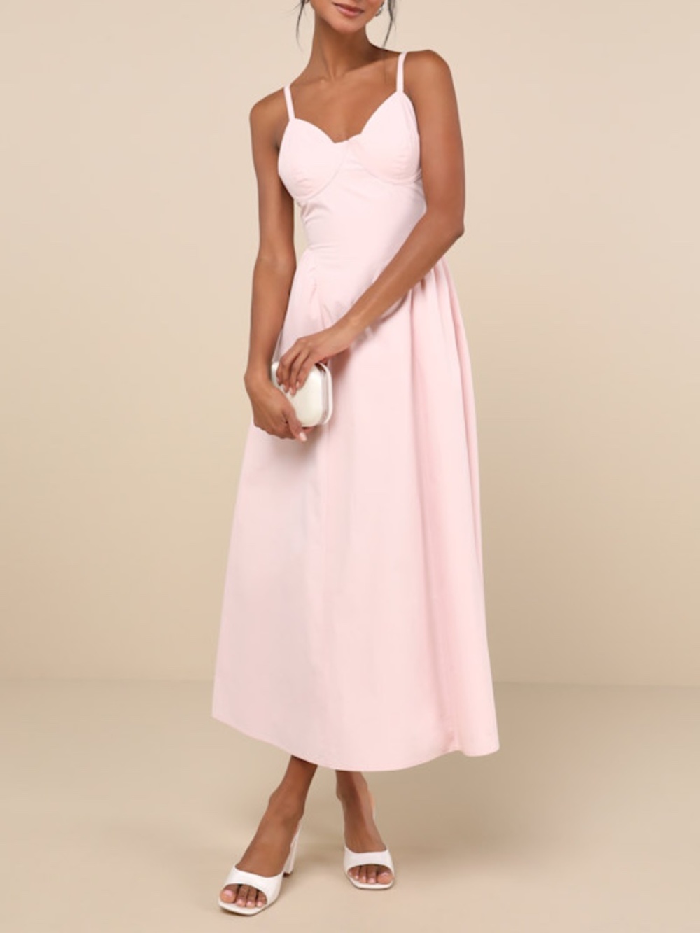 NWT Lulus Veris Blush Pink Bustier Midi Dress - Size S